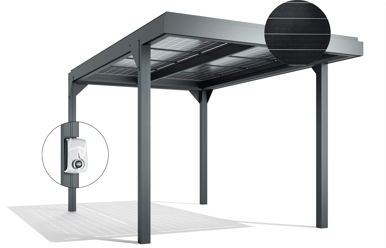 Carport solaire photovoltaïque bifacial